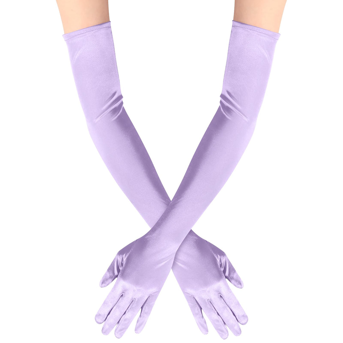 Long Opera Satin Gloves for Women Costume Elbow Length 1920s Dress, 21 inch