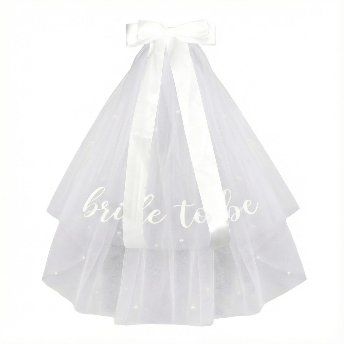 White Short Wedding Veil Pearl Rhinestone Bride Veils Bridal Veils Bachelorette Party Veil for Brides and Women