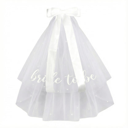 White Short Wedding Veil Pearl Rhinestone Bride Veils Bridal Veils Bachelorette Party Veil for Brides and Women