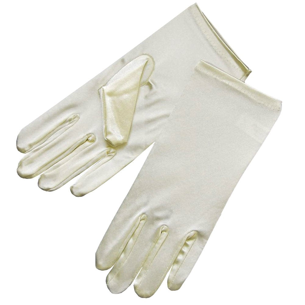 Shiny Stretch Satin Dress Gloves Wrist Length 2BL Over 12 years old