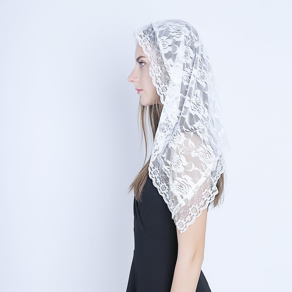 Lace Mantilla Catholic Chapel Veil Head Covering for Church Latin Mass