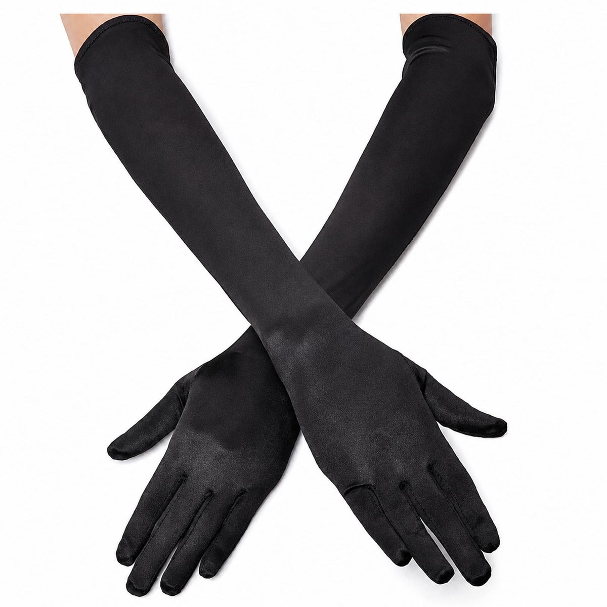 Long Opera Satin Gloves for Women Costume Elbow Length 1920s Dress, 21 inch