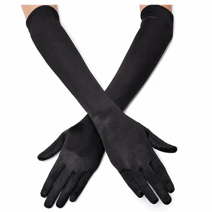 Long Opera Satin Gloves for Women Costume Elbow Length 1920s Dress, 21 inch
