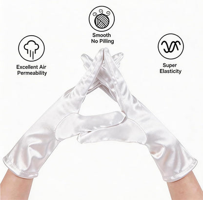 Women's Short Satin Opera Gloves for Wedding Bridal Prom Dance Dress, 9inch