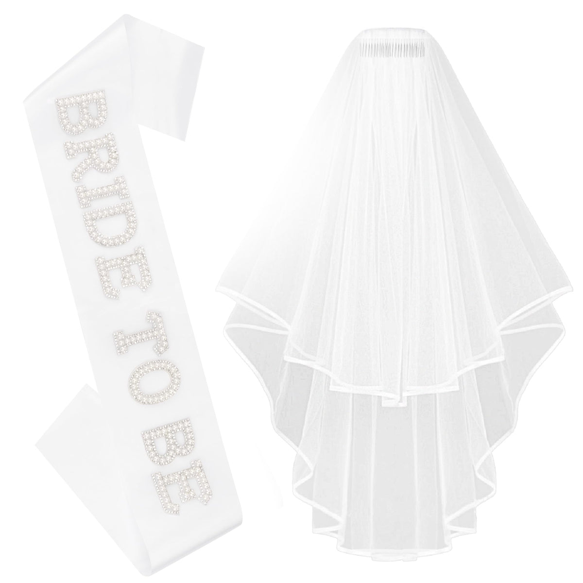 Chanaco Bride to Be Sash Bachelorette Party Favors Decorations Wedding Accessories White Veil Bridal Shower Sashes Gifts