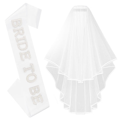 Chanaco Bride to Be Sash Bachelorette Party Favors Decorations Wedding Accessories White Veil Bridal Shower Sashes Gifts