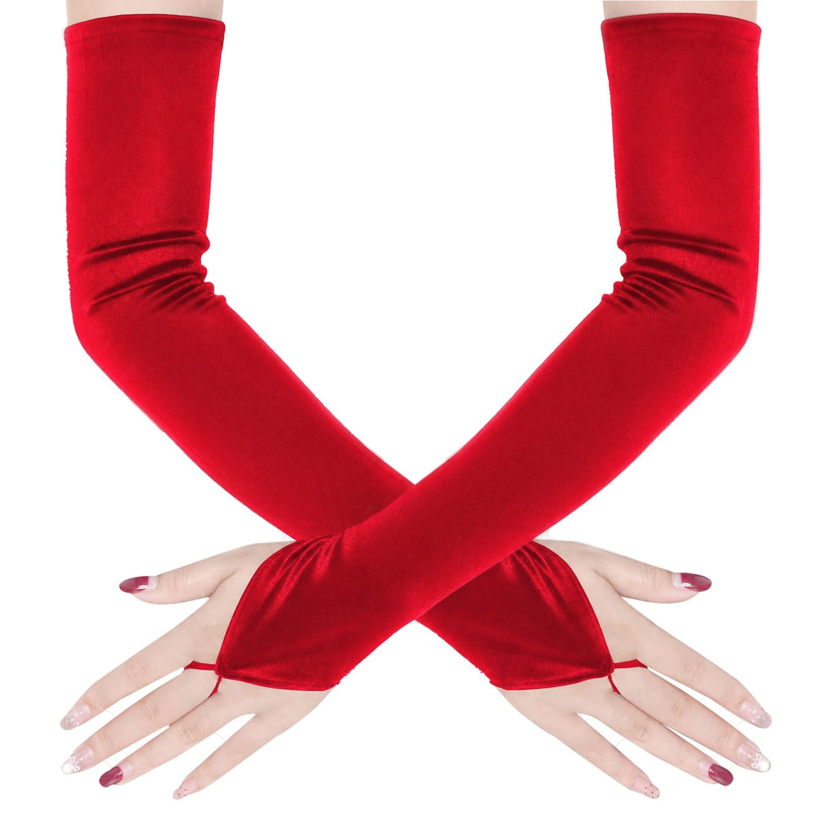 Jmkcoz Fingerless Elbow Long Opera Satin Gloves for Women Costume 1920s