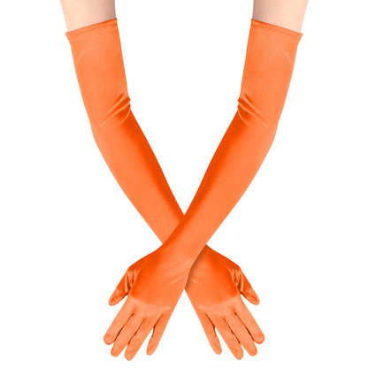 Long Opera Satin Gloves for Women Costume Elbow Length 1920s Dress, 21 inch