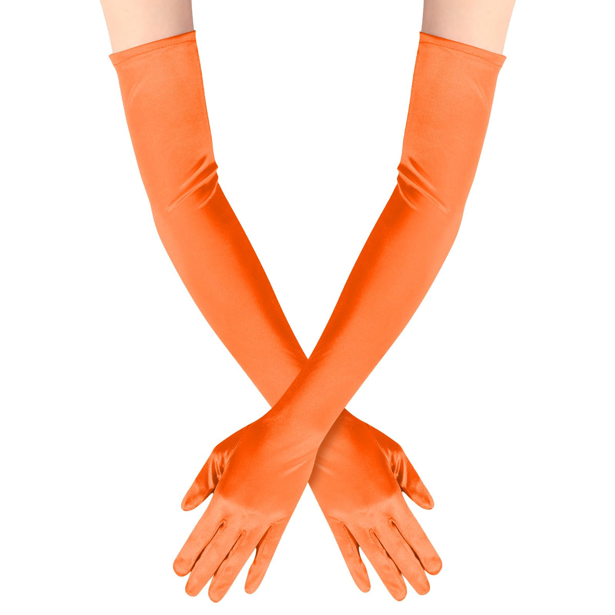 Long Opera Satin Gloves for Women Costume Elbow Length 1920s Dress, 21 inch