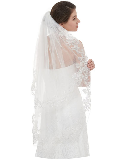 EllieHouse Women's Short 2 Tier Wedding Bridal Veil With Comb L24
