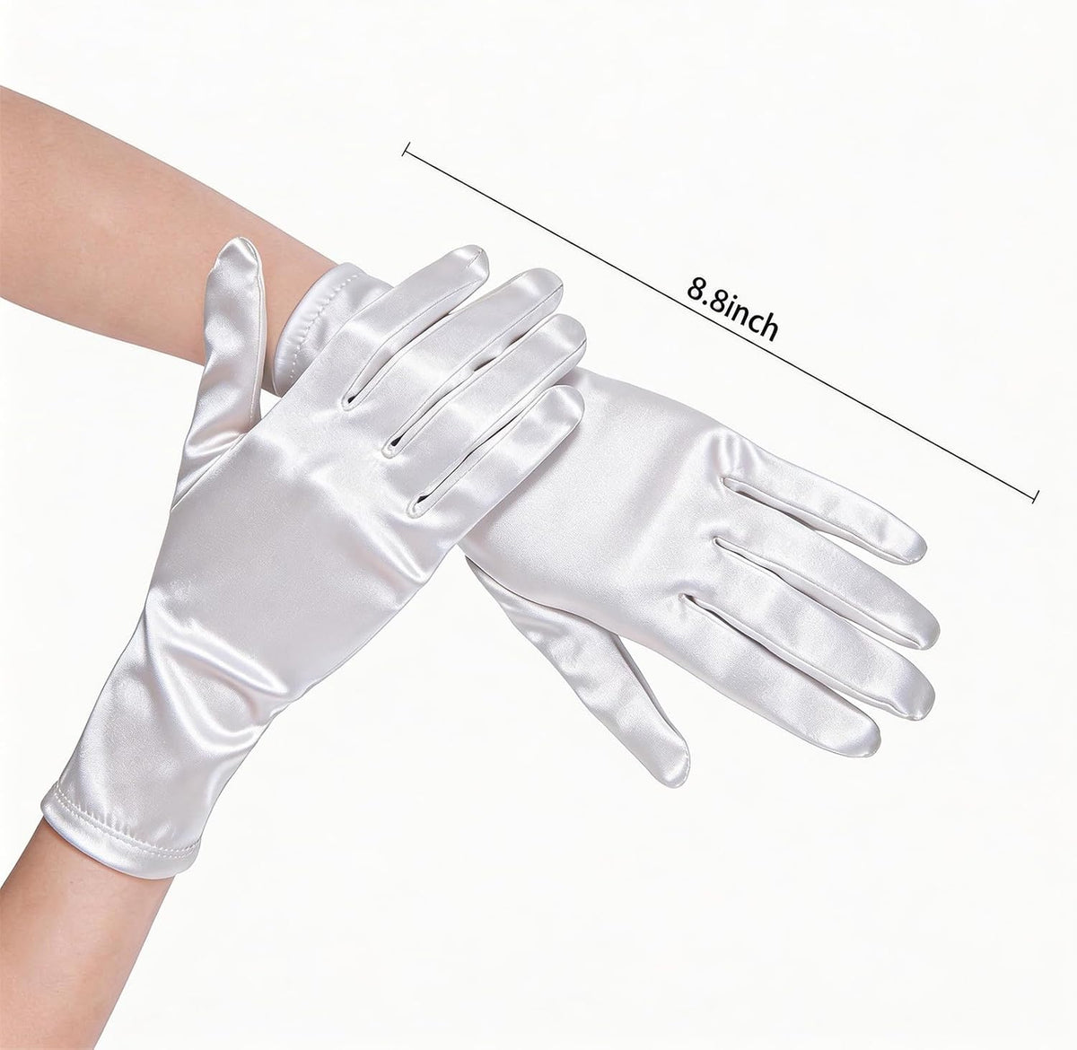 Women's Short Satin Opera Gloves for Wedding Bridal Prom Dance Dress, 9inch