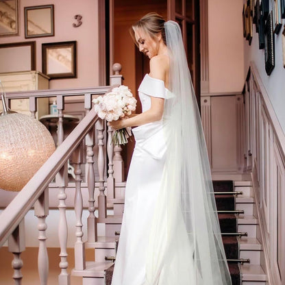 Foyte Cathedral Length Veil Bride Wedding Veils 1 Tier Bridal Long Tulle Chapel Veils for Women
