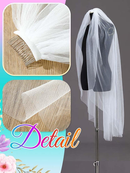 1 Tier Bride Wedding Veils Fingertip Bridal Veil Tulle Veils with Comb for Brides and Women