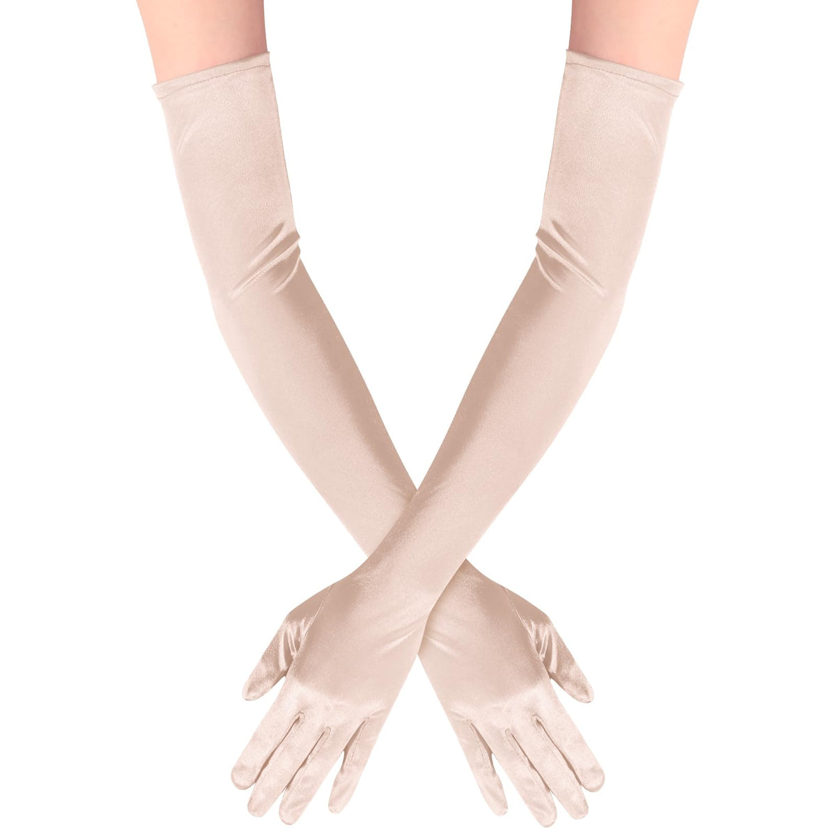 Long Opera Satin Gloves for Women Costume Elbow Length 1920s Dress, 21 inch
