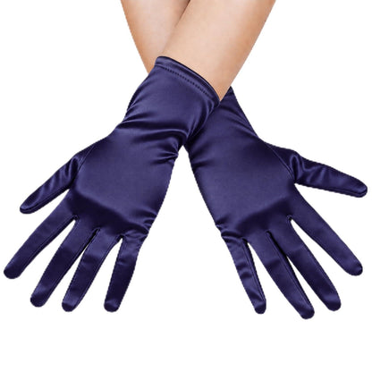 Women's Short Satin Opera Gloves for Wedding Bridal Prom Dance Dress, 9inch