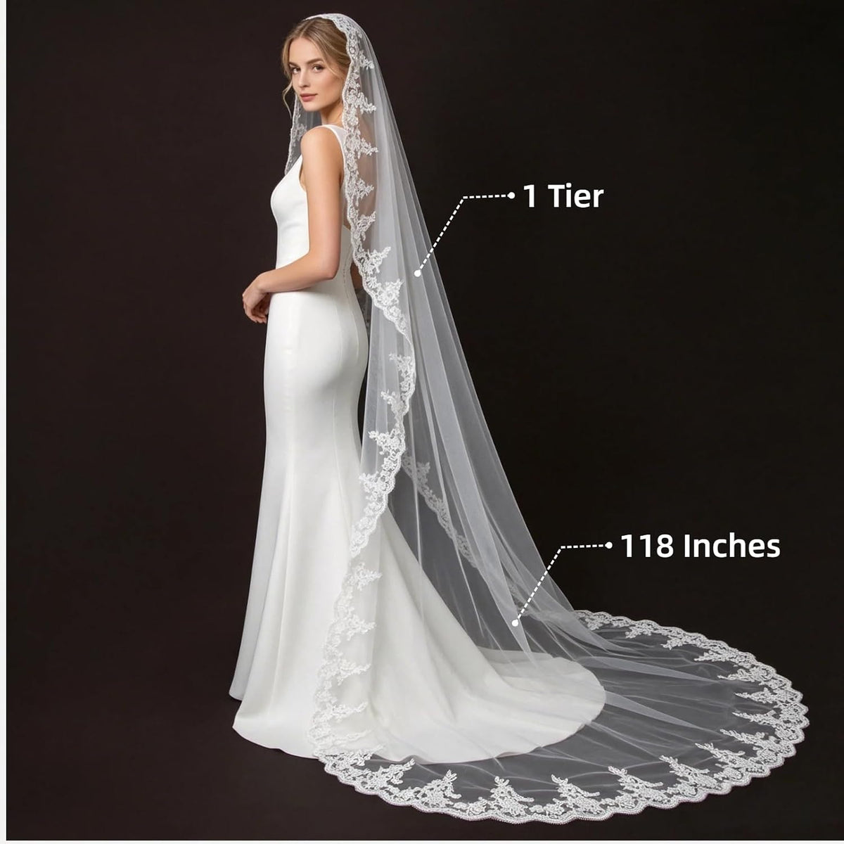Cathedral Length Wedding Veil Lace Soft Tulle with Comb