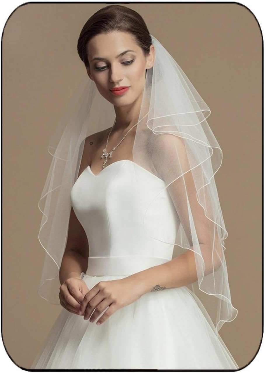 HEREAD 2 Tier Bridal Veil Wedding Veils with Comb for Brides