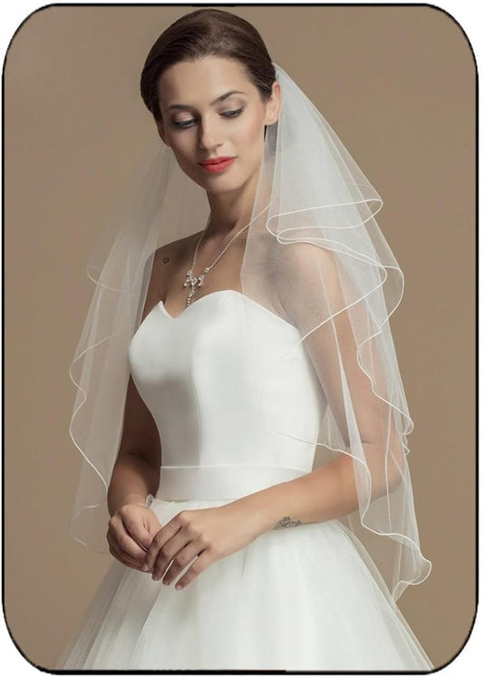 HEREAD 2 Tier Bridal Veil Wedding Veils with Comb for Brides