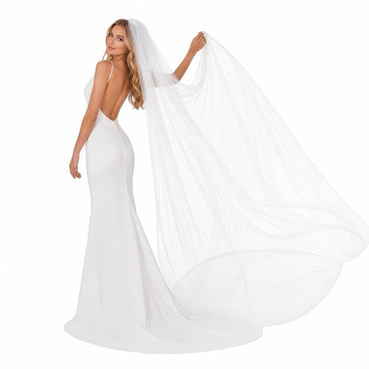 2 Tiers Wedding Veil Cathedral Length with Comb（Off white）