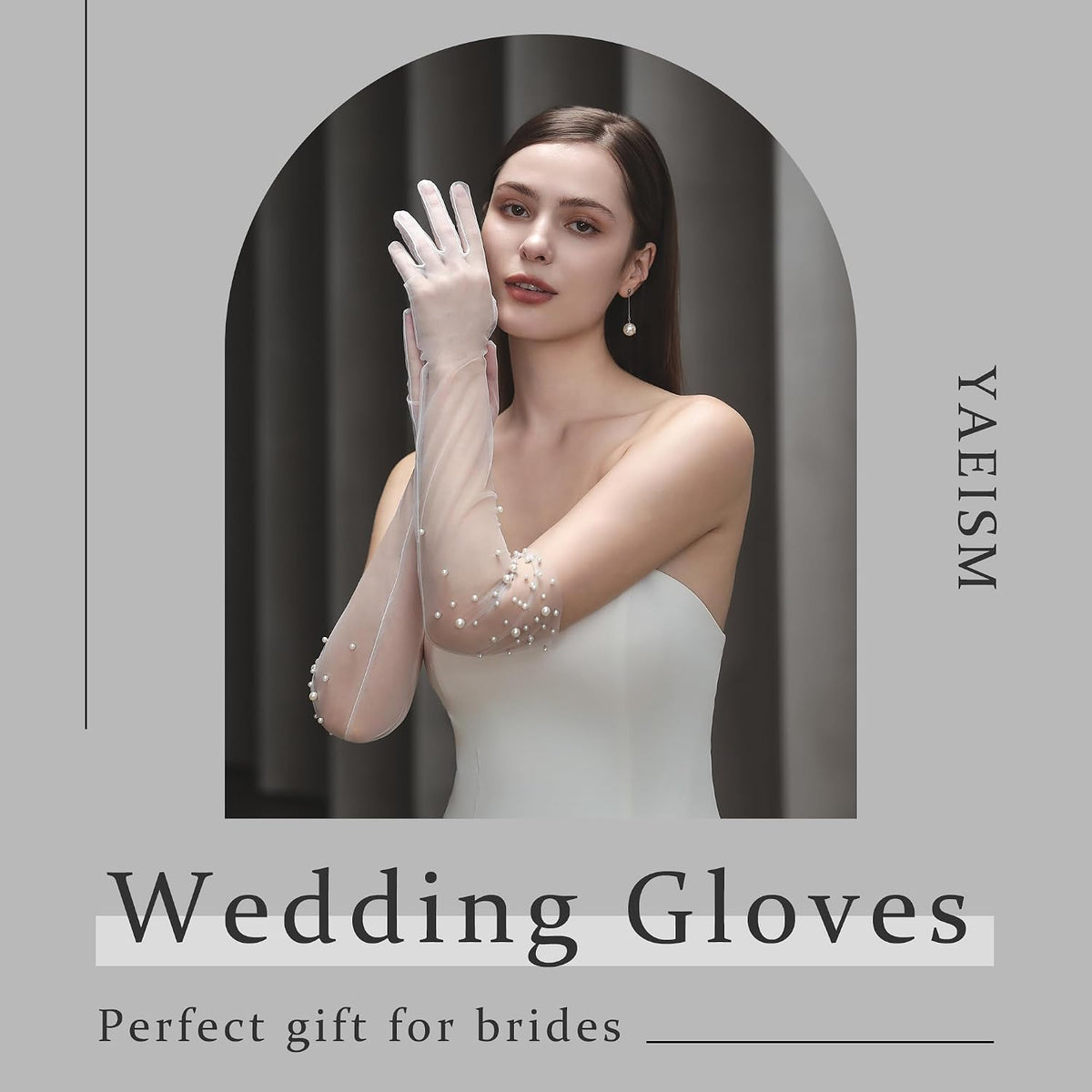 Long Pearl Wedding Gloves Tulle Bridal Gloves Sheer Long Bridal Sleeves Opera Prom Party Costumes for Women
