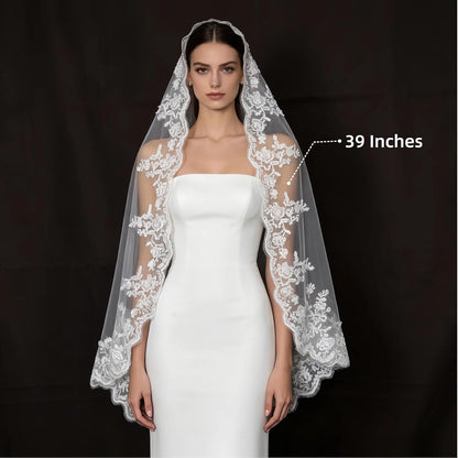 Cathedral Length Wedding Veil Lace Soft Tulle with Comb
