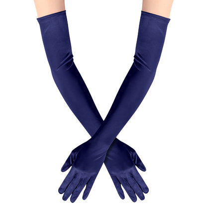 Long Opera Satin Gloves for Women Costume Elbow Length 1920s Dress, 21 inch