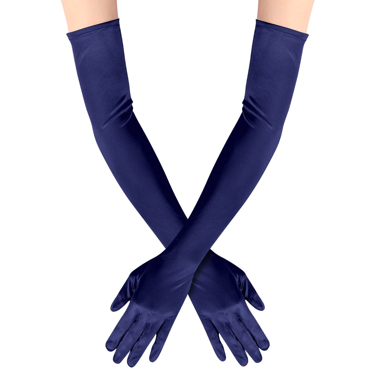 Long Opera Satin Gloves for Women Costume Elbow Length 1920s Dress, 21 inch