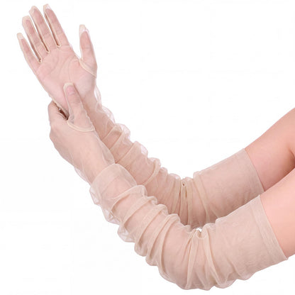 Tarpop Women Long Sheer Mesh Gloves 27.5" Opera Elbow Tulle