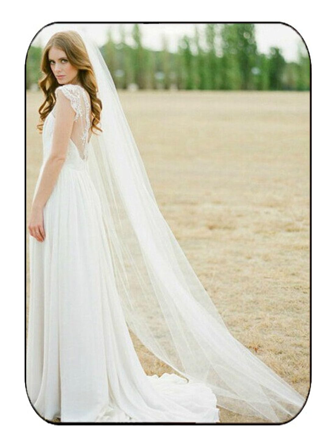 Unsutuo Wedding Veil Comb Bridal Cathedral Veil 1 Tier Drop Veil Wedding Hair Comb for Brides, 118 Inches