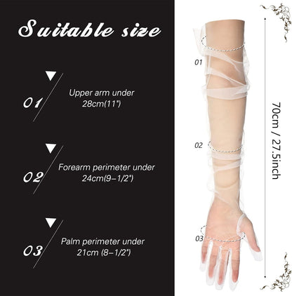 Tarpop Women Long Sheer Mesh Gloves 27.5" Opera Elbow Tulle
