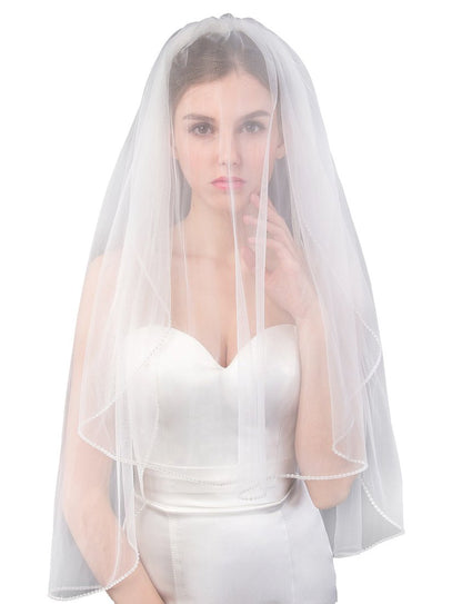 EllieHouse Women's Short 2 Tier Wedding Bridal Veil With Comb L24