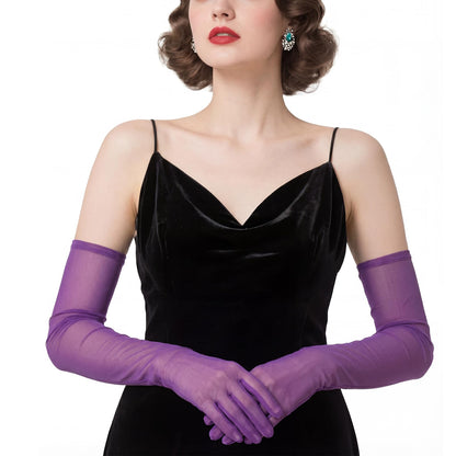 THARAHT Women Long Sheer Gloves Tulle Mesh Gloves Suitable For 1920s Opera Tea Party Attire And Bridal Evening Gowns