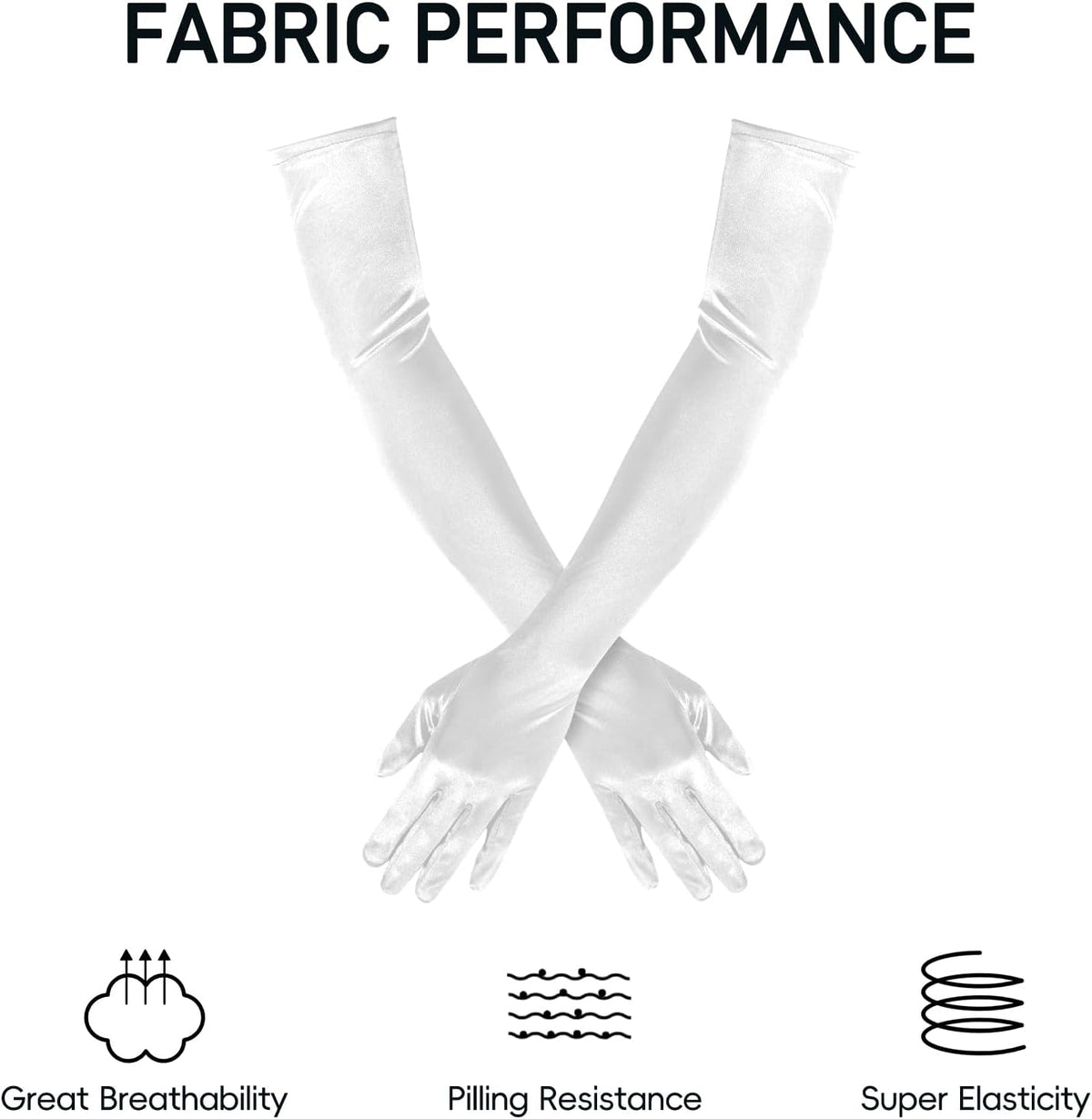 Garma Long Opera Gloves Women Formal, 1920s Satin Wedding Bridal Princess Dress For Women, Elbow Length 20inch