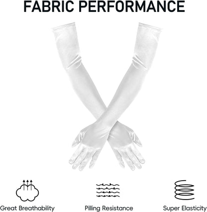 Garma Long Opera Gloves Women Formal, 1920s Satin Wedding Bridal Princess Dress For Women, Elbow Length 20inch