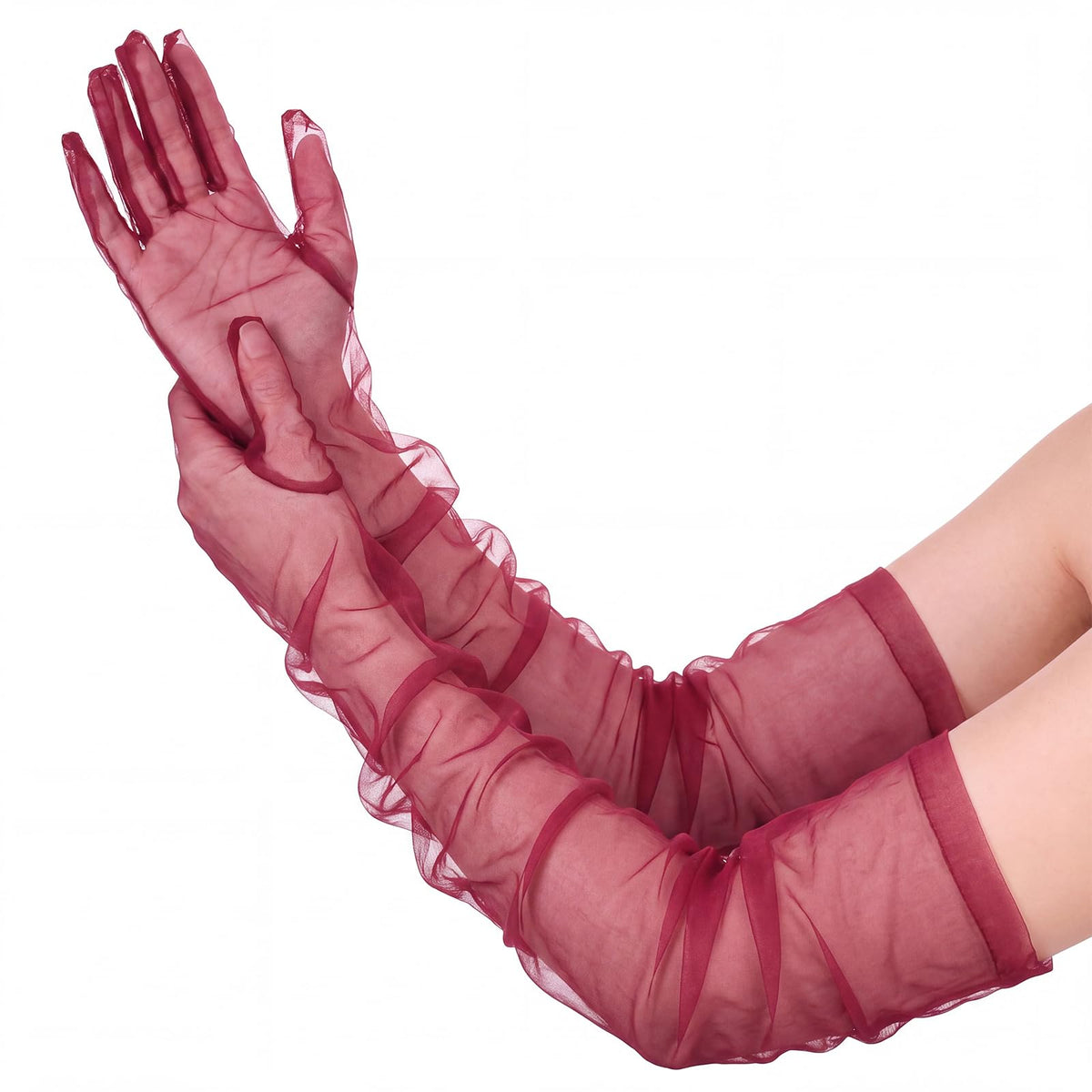 Tarpop Women Long Sheer Mesh Gloves 27.5" Opera Elbow Tulle