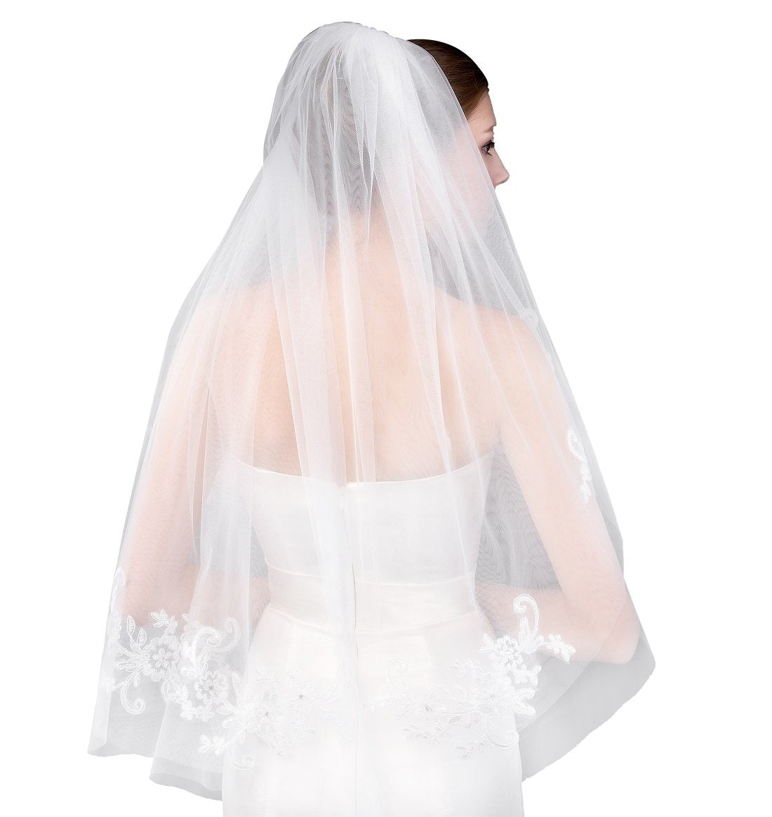 EllieHouse Women's Short 2 Tier Wedding Bridal Veil With Comb L24