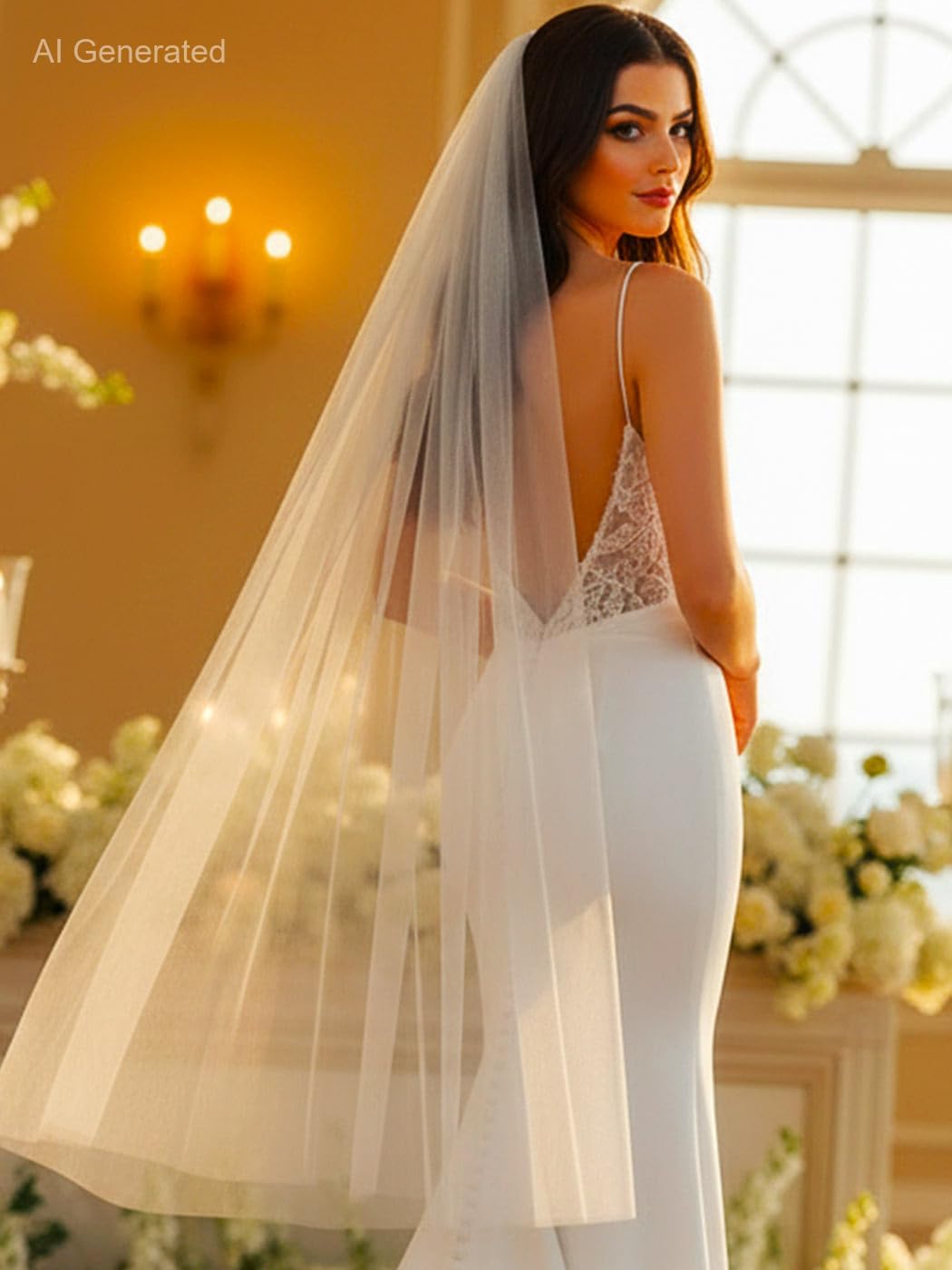 HEREAD Short Fingertip Bride Wedding Veil Bridal Veils for Women