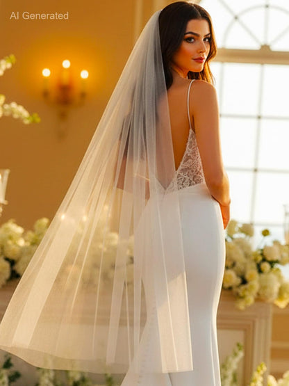HEREAD Short Fingertip Bride Wedding Veil Bridal Veils for Women