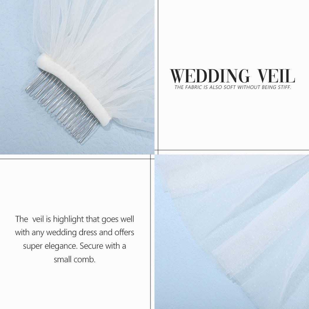 1 Tier Bride Wedding Veils White Elbow Length Short Bridal Veil Bachelorette Tulle Veils with Comb for Women