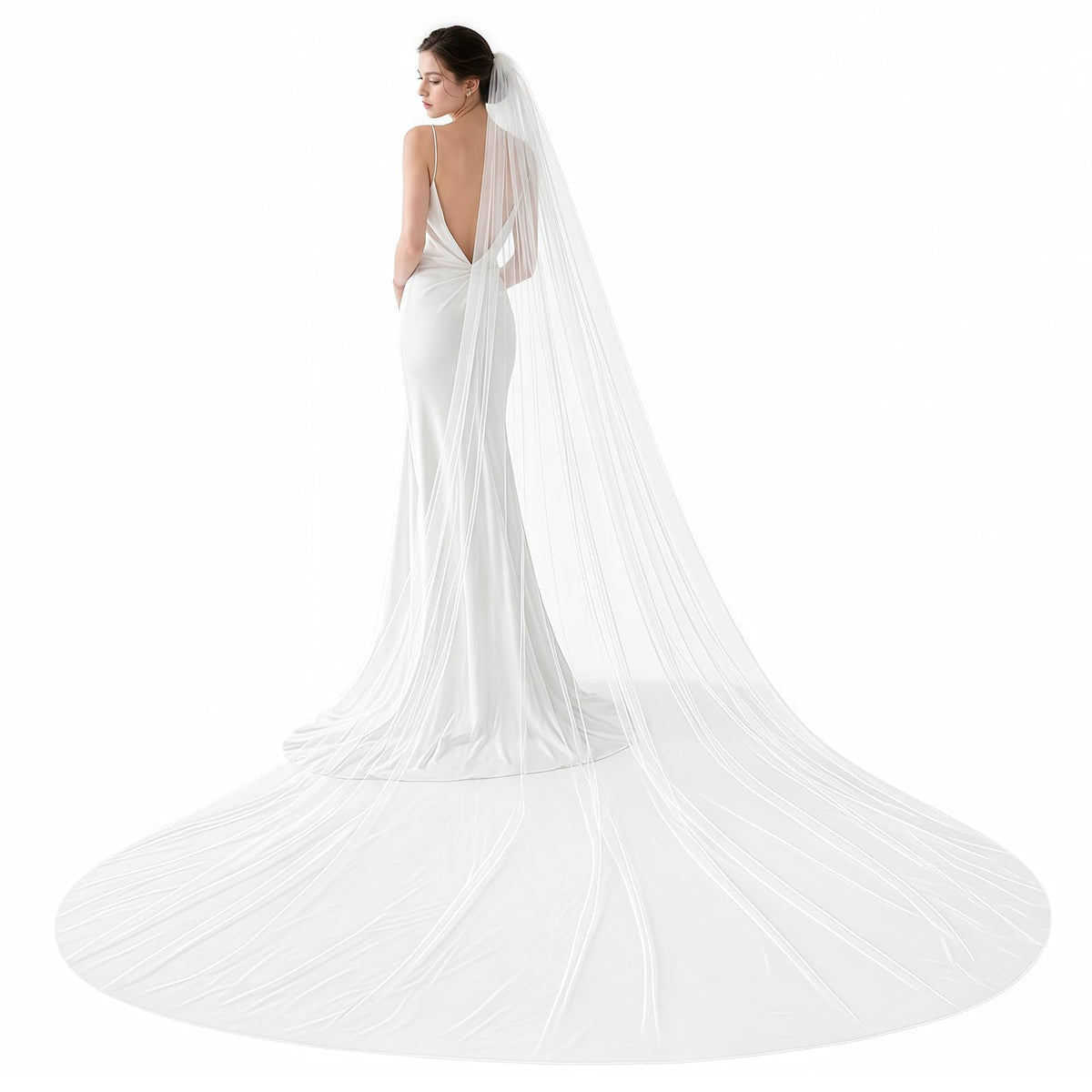 2 Tiers Wedding Veil Cathedral Length with Comb（Off white）