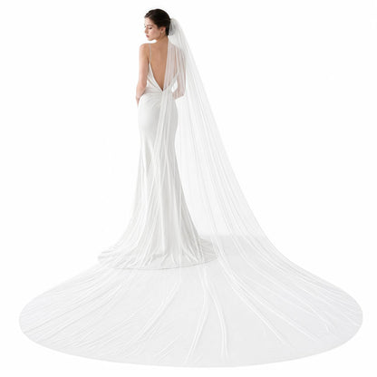 2 Tiers Wedding Veil Cathedral Length with Comb（Off white）