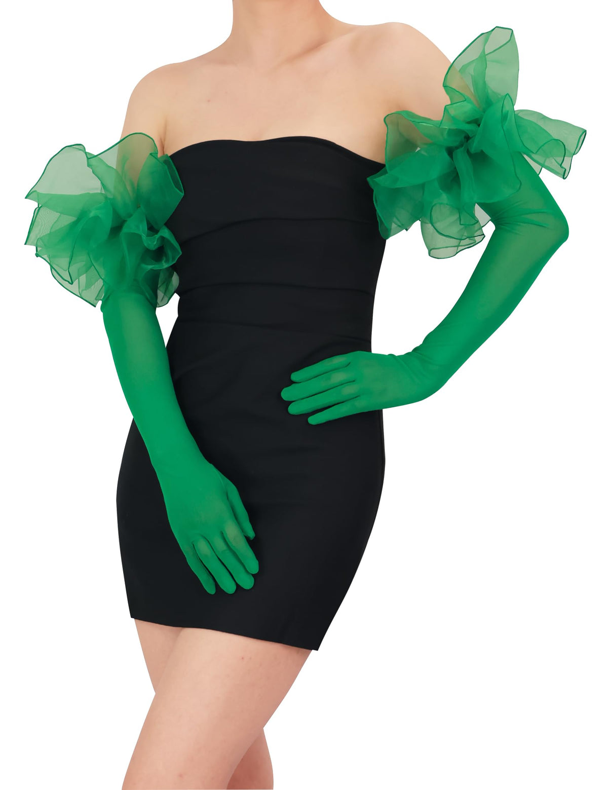 Extra Long Mesh Gloves Puffy Oversize Stretchy Tulle Opera Gloves