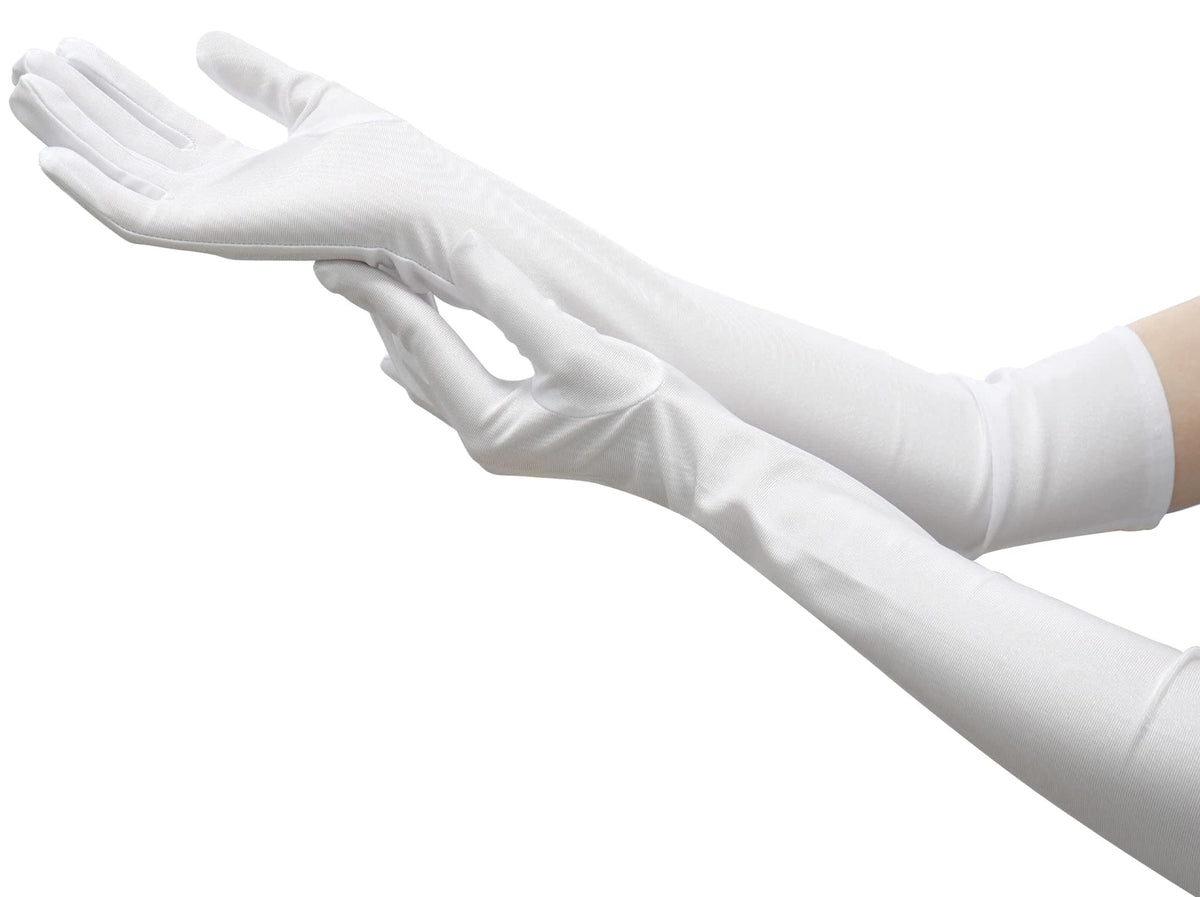 Nackiy Satin Black Gloves for Women, Long Elbow Length Opera Dress Gloves