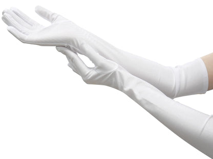Nackiy Satin Black Gloves for Women, Long Elbow Length Opera Dress Gloves