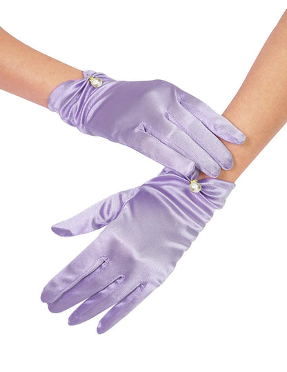 QRBTSCL Women's Short Satin Gloves for Wedding Tulle Tea Party Gloves