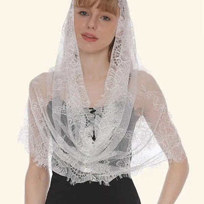 1 new black and white two-color hollow veil, lace solid color shawl, scarf, headscarf, suitable for daily vacation