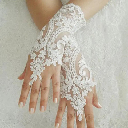 Women's High-Quality Lace Trim Fingerless Gloves - Fashion Accessory for Weddings, Girl Party Events