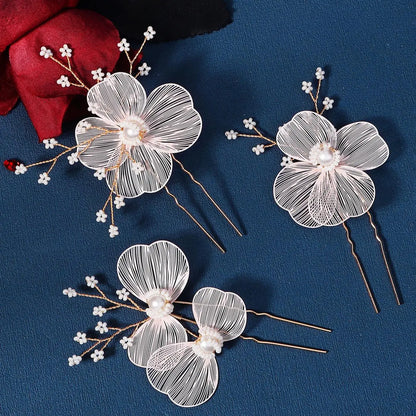 Flower Design Hair Comb, Faux Pearl Decorated Hair Comb, Elegant Bridal Headwear for Wedding Party Formal Occasions, Fashion Hair Accessories for Women