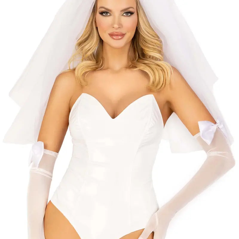 Leg Avenue Classic Tiered Length Tiers Layered Bridal Veil - Satin, Mesh Fabric Wedding Accessory with Bow Accent for Brides, Halloween/Bachelor Events