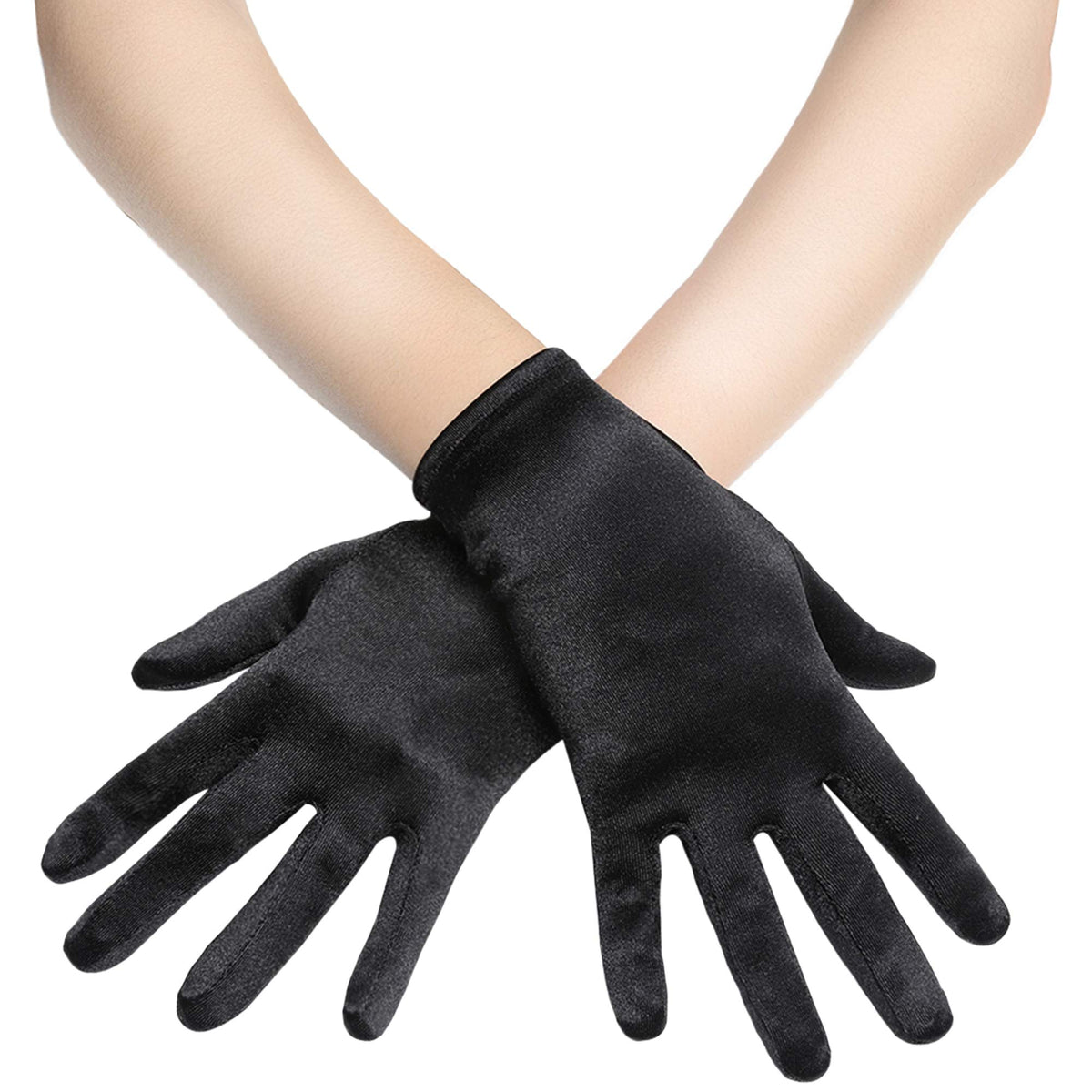 BABEYOND Short Satin Opera Gloves for Women 1920s Bridal Tea Party Gloves